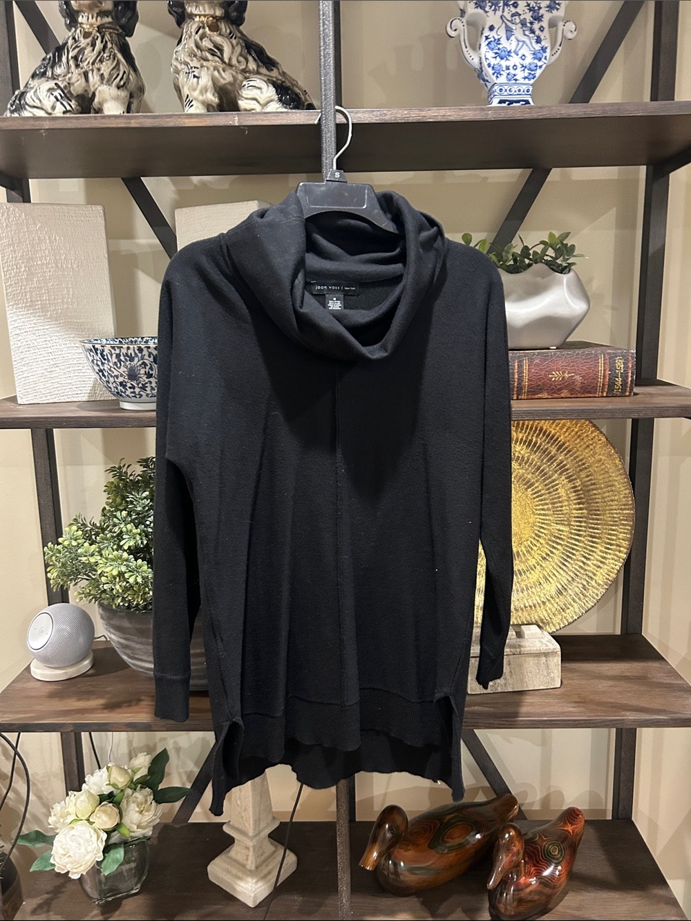 Joan Vass medium Black Cowl Neck Women's Sweater